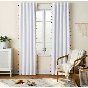 Pillowfort White Colorful Multi Tassel Blackout Curtain 42" x 84" L (1 Panel)